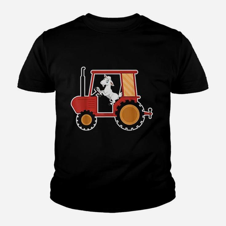 Funny Cartoon Goat Driving Tractor Farm Animals Lovers Gift Youth T-shirt