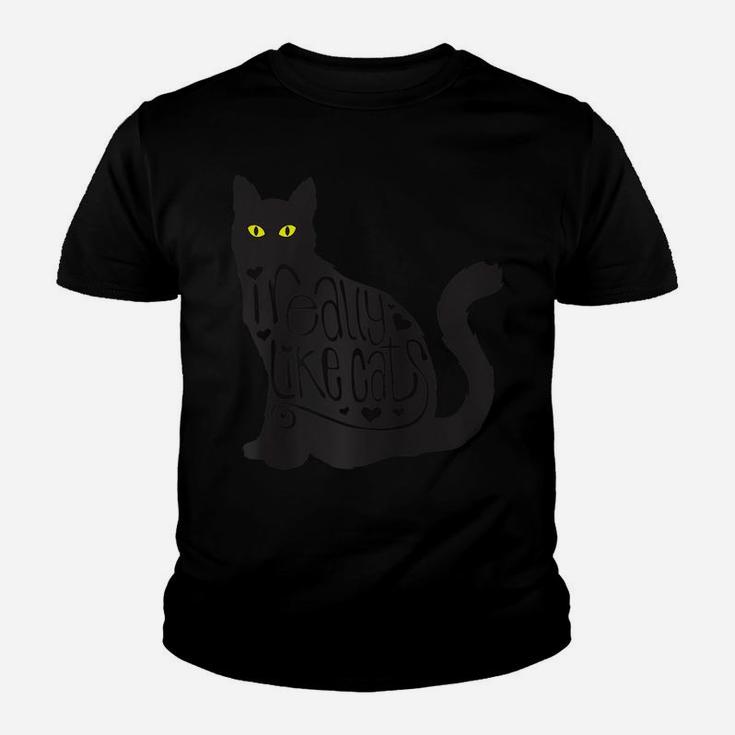 Funny Cat, I Really Like Cats Design, Cat And Kitten Lovers Raglan Baseball Tee Youth T-shirt