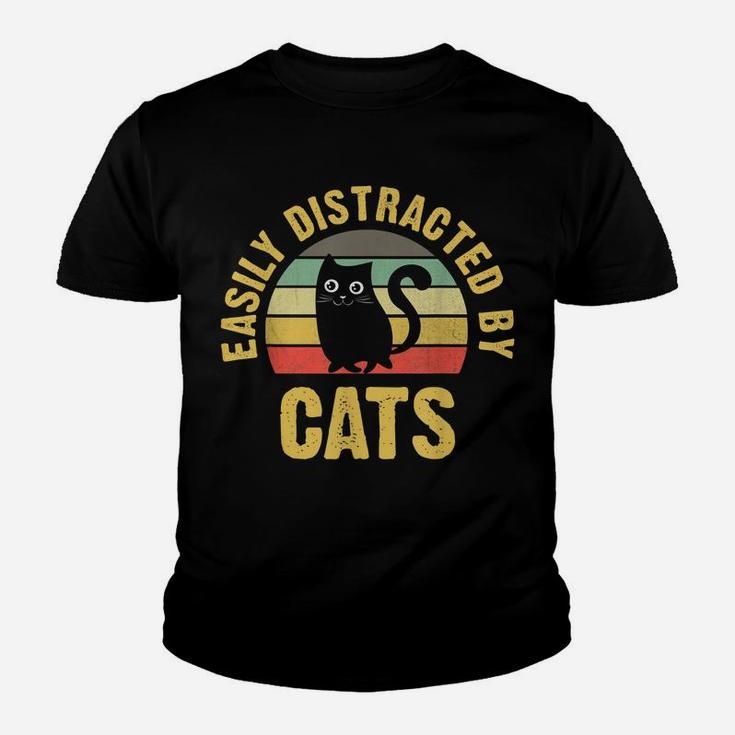 Funny Cat Theme For Cats Lover Easily Distracted By Cats Youth T-shirt