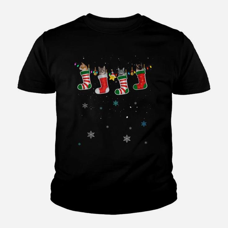 Funny Cats In Socks Christmas Cat Lovers Xmas Sweater Youth T-shirt