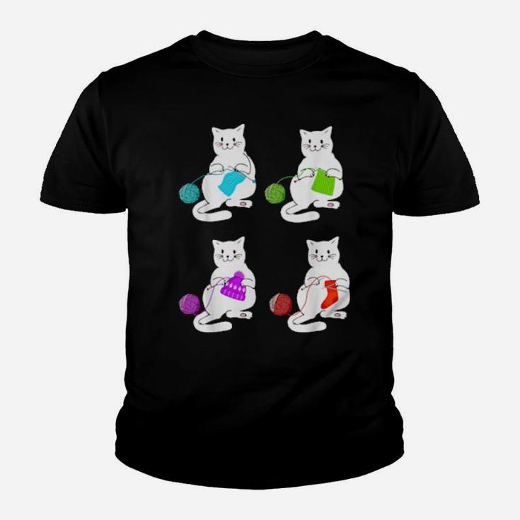 Funny Cats Yarn Cat Quilting Cat Crotches Youth T-shirt