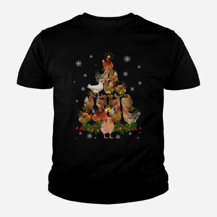 Funny Chicken Christmas Tree Pet Chicken Lover Christmas Sweatshirt Youth T-shirt