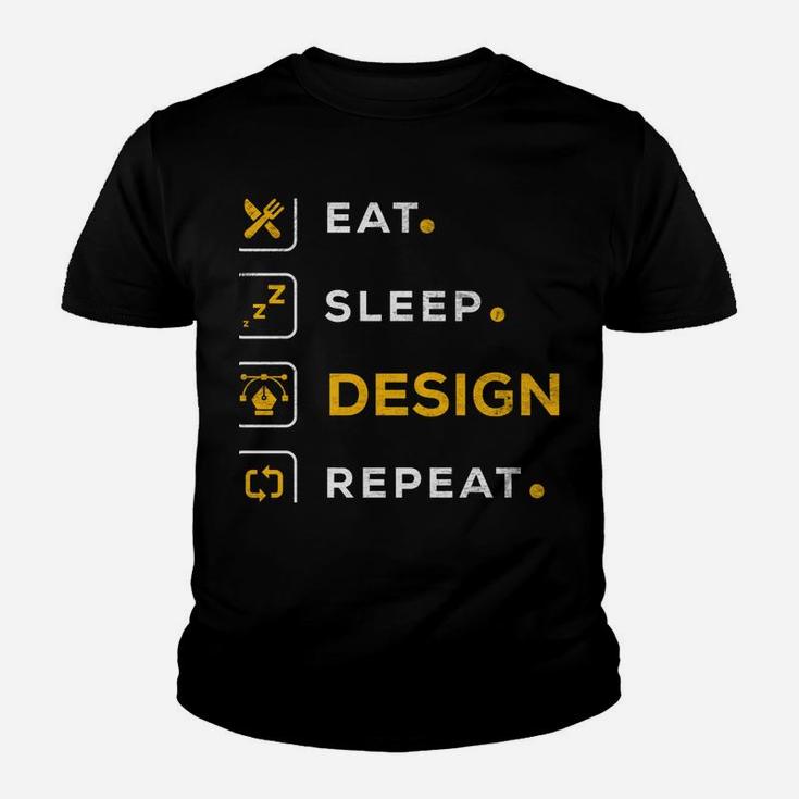 Funny Christmas Graphic Designer Gift Eat Sleep Design Youth T-shirt