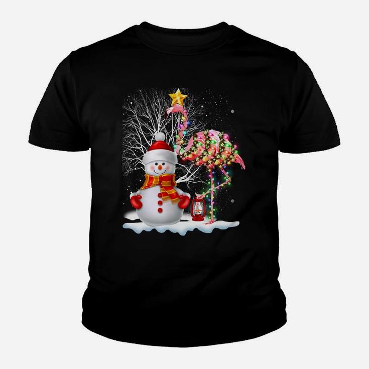 Funny Christmas Tree Flamingo Hat Santa Best Xmas Youth T-shirt