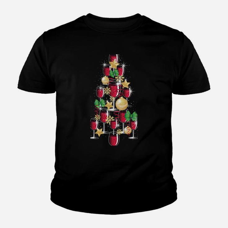 Funny Christmas Wine Lover Gifts Xmas Tree Of Wine Glasses Sweatshirt Youth T-shirt