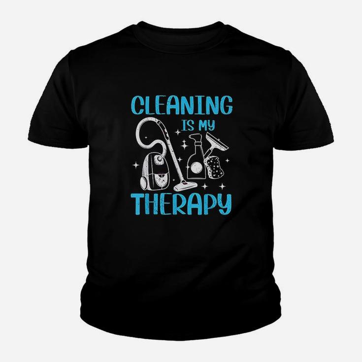 Funny Cleaning Is My Therapy Housekeeping Mom Youth T-shirt