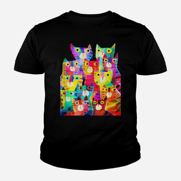 Funny Colorful Cats Shirt For Cat Lovers- Mother's Day Gift Youth T-shirt