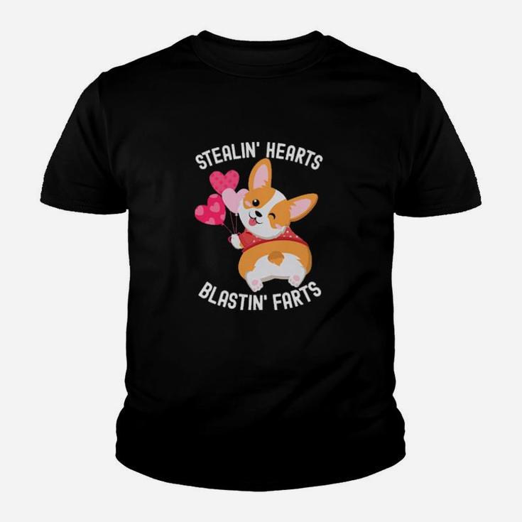 Funny Corgi Breakin Hearts Blastin Farts Valentines Day Youth T-shirt