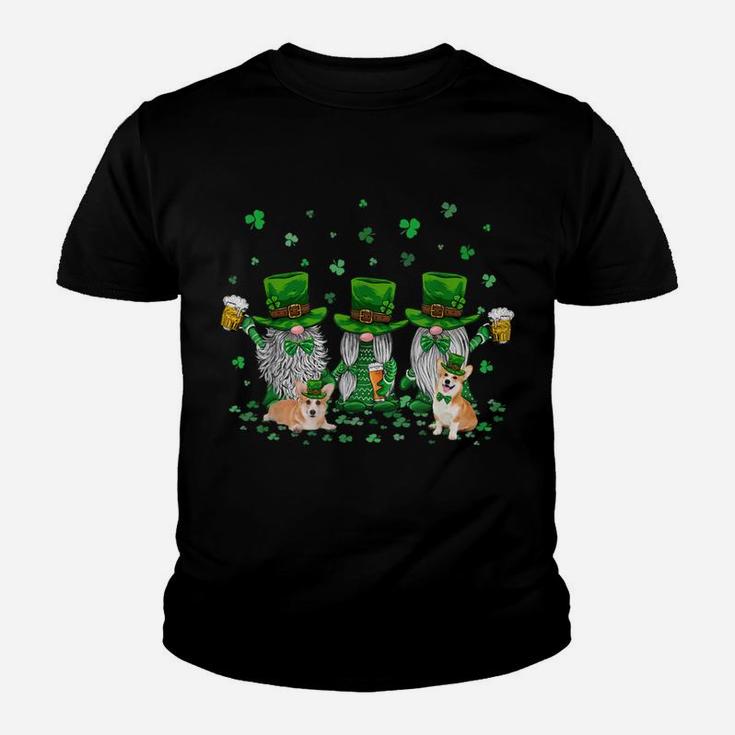 Funny Corgi Gnomes Irish St Patty's Themed Lucky Dog Gnome Youth T-shirt