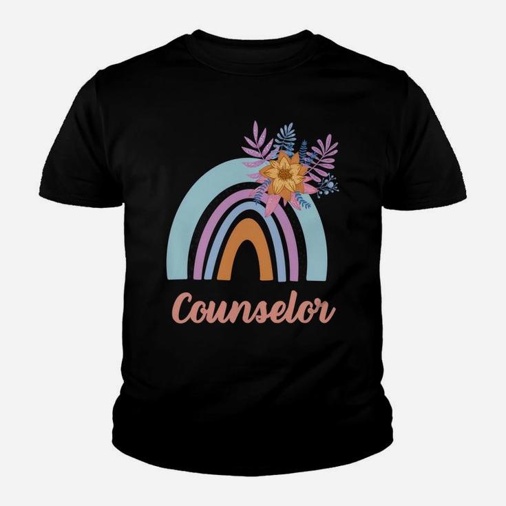 Funny Counselor Blue Floral Boho Rainbow Women Youth T-shirt