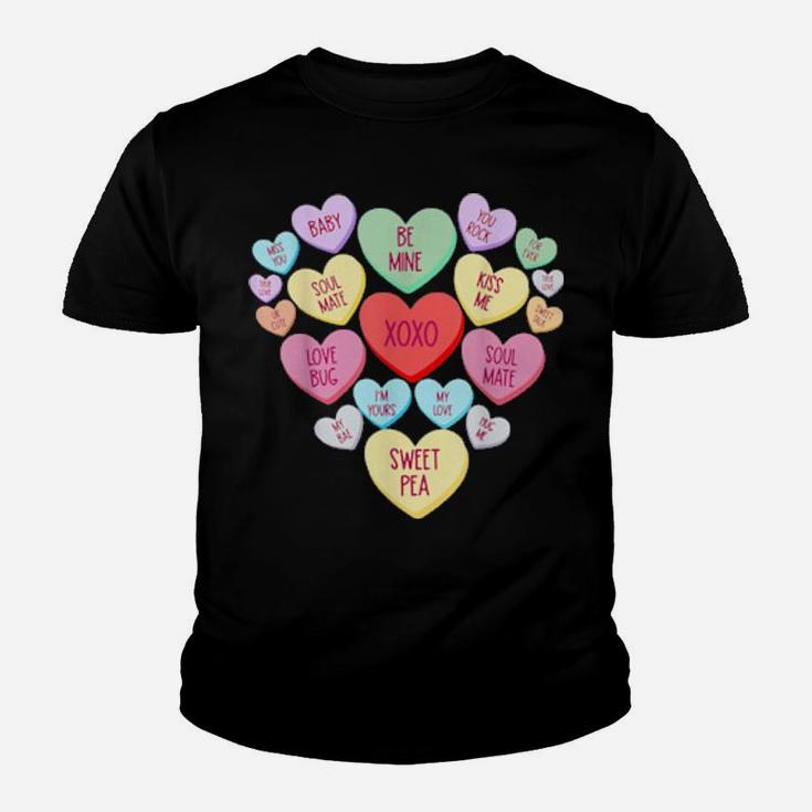 Funny Couple Valentines Day Heart Candy Conversation Youth T-shirt