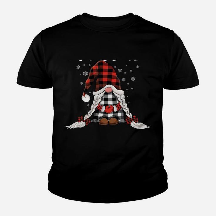 Funny Cute Nana Gnomes Buffalo Plaid Pattern Christmas Gnome Youth T-shirt