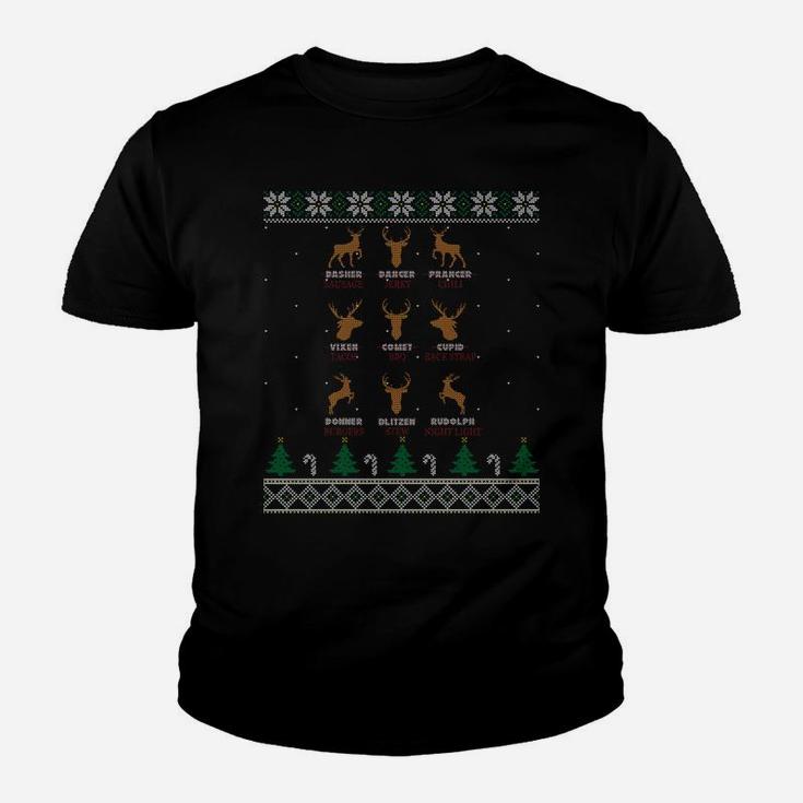 Funny Deer Design Christmas Bow Hunting Santa's Reindeer Sweatshirt Youth T-shirt