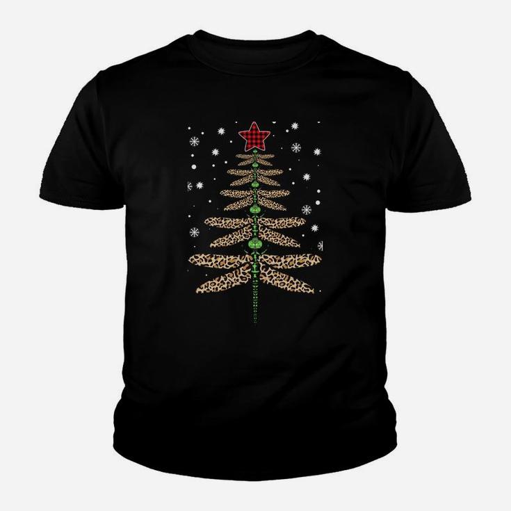 Funny Dragonfly Christmas Tree Ornaments Leopard Red Plaid Sweatshirt Youth T-shirt
