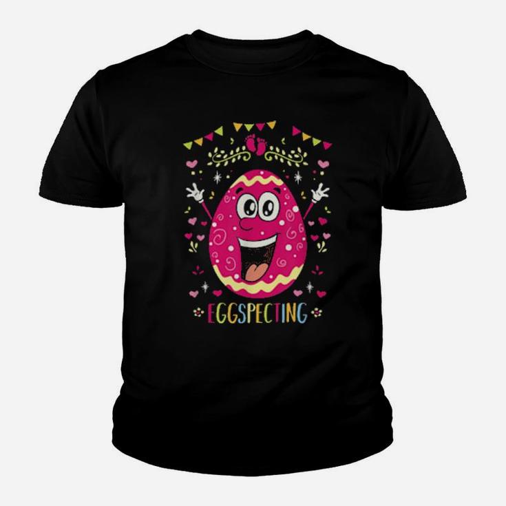 Funny Easter Pregnancy Announcement Cute Eggspecting Youth T-shirt