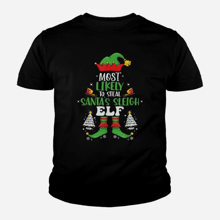 Funny Elf Family Matching Group Christmas Party Pajama Gifts Youth T-shirt