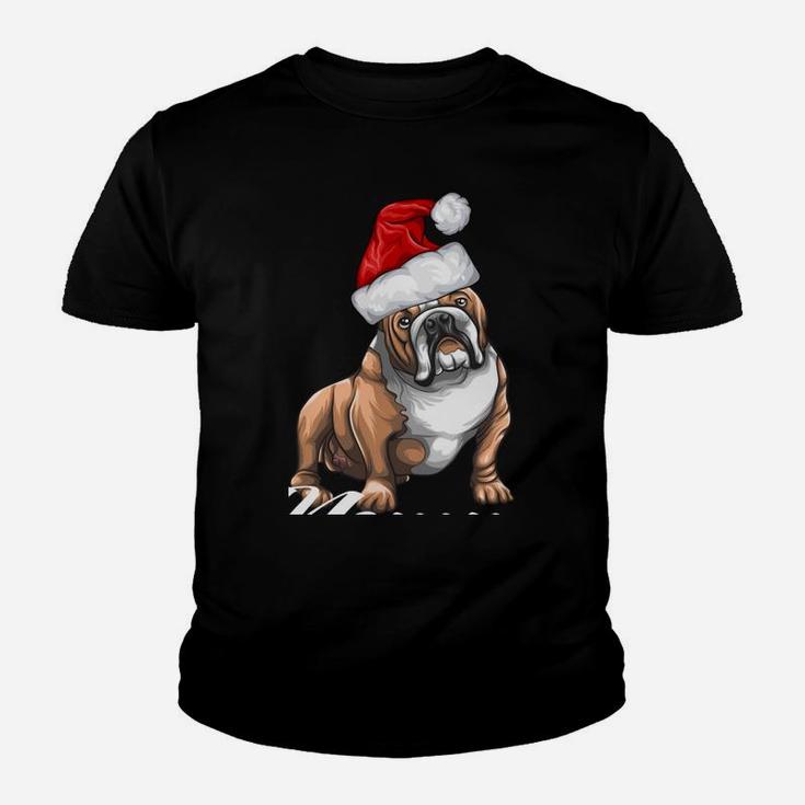 Funny English Bulldog Mommy Christmas Hat Gift Men Youth T-shirt