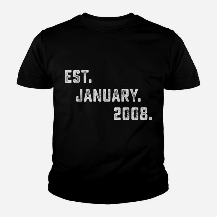 Funny Est January 2008 10Th Years Old Shirt 10 Birthday Gift Youth T-shirt
