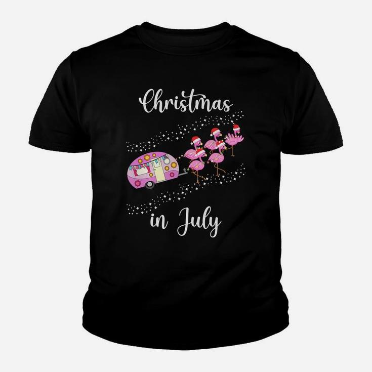 Funny Flamingo Pink Retro Camping Car Christmas In July Youth T-shirt