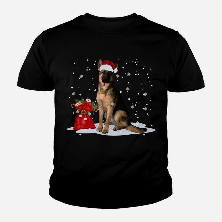 Funny German Shepherd Christmas  Santa Hat Animal Sweatshirt Youth T-shirt