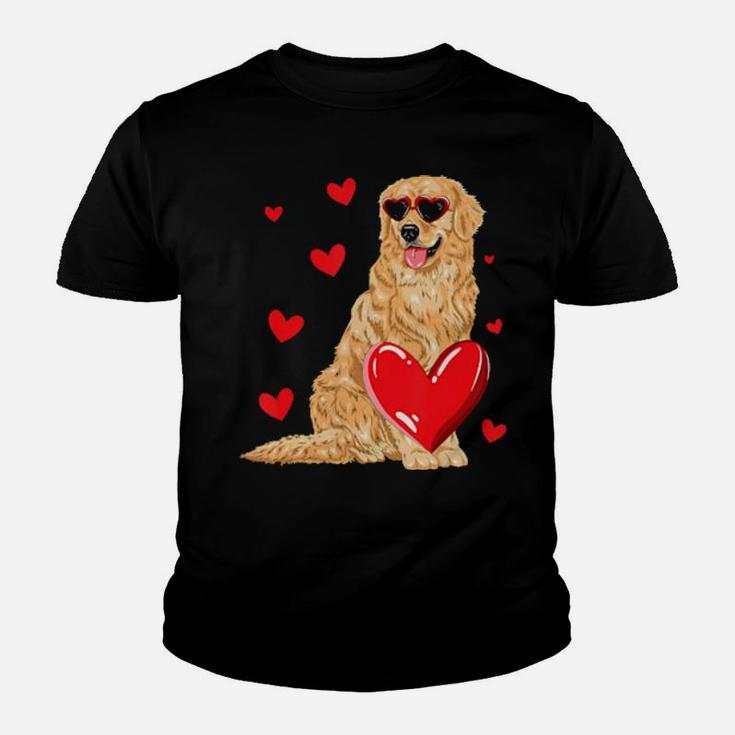 Funny Golden Retriever Heart Valentines Day Gift Dog Lover Youth T-shirt
