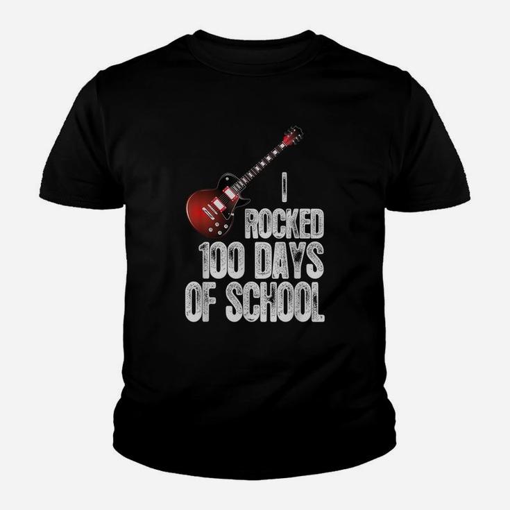 Funny Guitar 100th Day Of School I Rocked 100 Days Of School Youth T-shirt