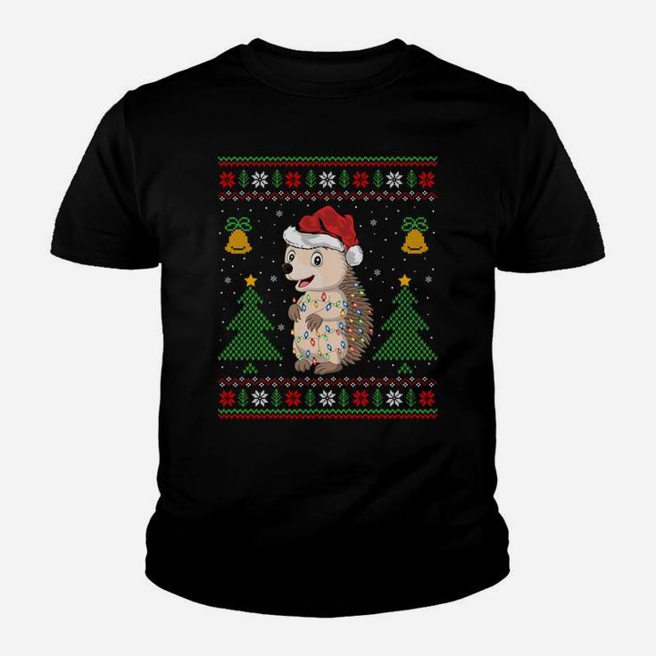 Funny Hedgehogs Xmas Gift Santa Hat Ugly Hedgehog Christmas Sweatshirt Youth T-shirt