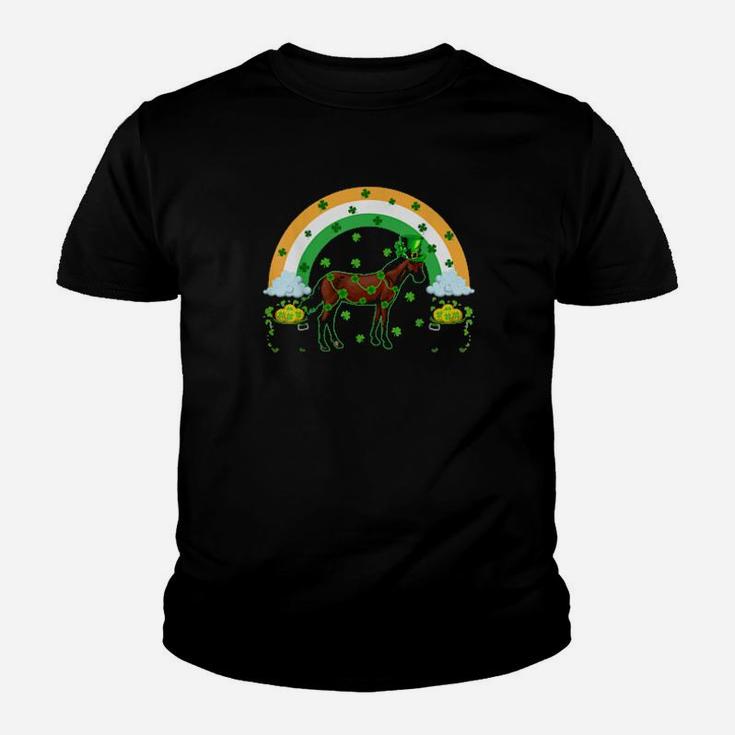 Funny Irish Shamrock Magical Rainbow Horse St  Patrick's Day Youth T-shirt
