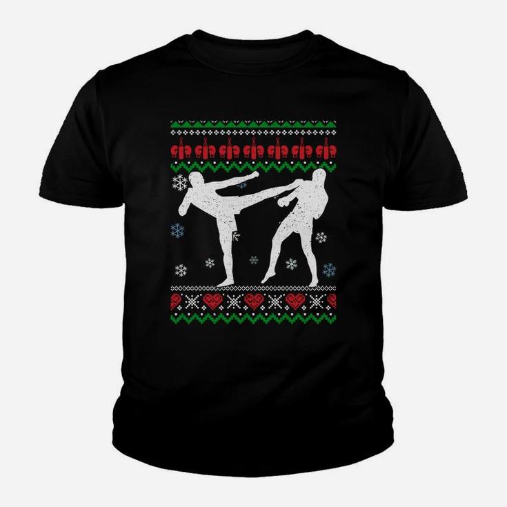 Funny Kickboxing Ugly Christmas Martial Arts Xmas Sport Sweatshirt Youth T-shirt