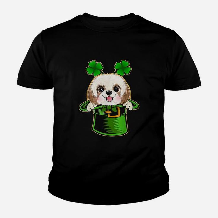 Funny Leprechaun Hat Shih Tzu Dog Youth T-shirt