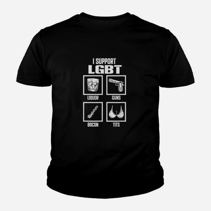 Funny Lgbt Gay Pride I Support Lgbt Liquor Bacon Youth T-shirt