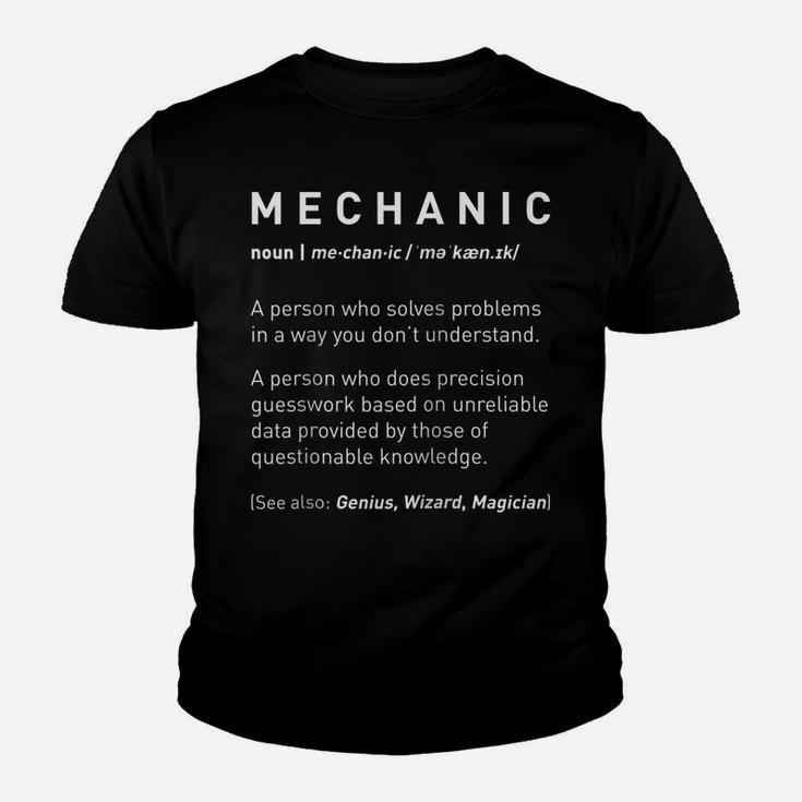 Funny Mechanic Meaning - Mechanic Noun Definition Raglan Baseball Tee Youth T-shirt