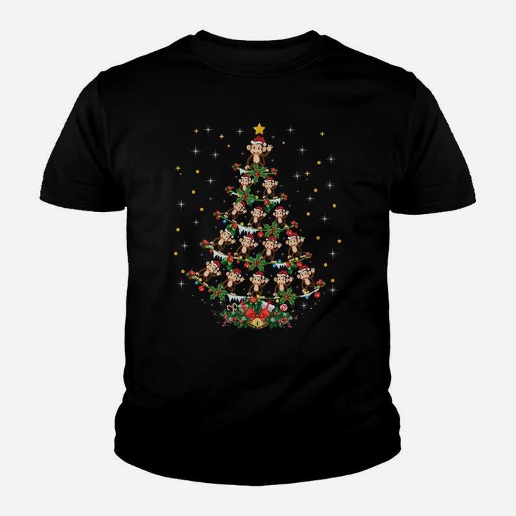 Funny Monkeys Animal Lover Xmas Gift Monkey Christmas Tree Sweatshirt Youth T-shirt