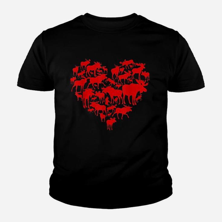 Funny Moose Heart Valentine Gift Moose Lover Youth T-shirt