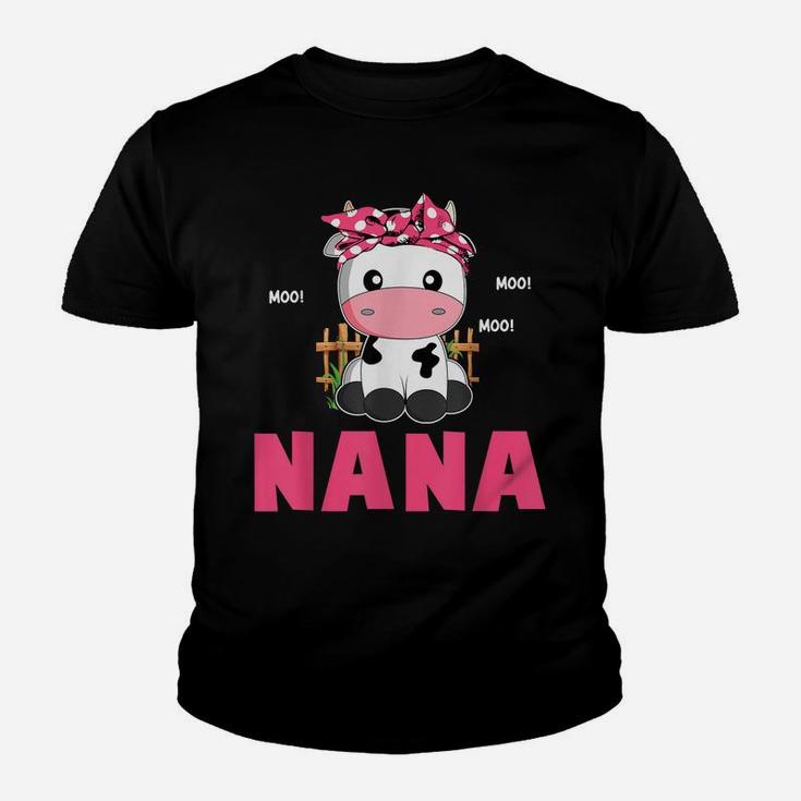 Funny Nana Cow Cute Cow Farmer Birthday Matching Family Youth T-shirt