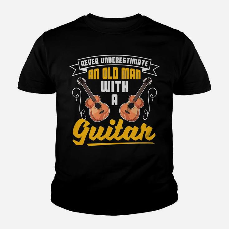 Funny Never Underestimate An Old Man With A Guitar Youth T-shirt
