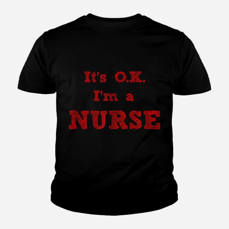 Funny Nurse Design In Red Lettering For Nurses Students Youth T-shirt