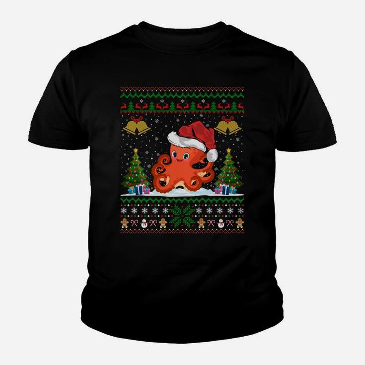 Funny Octopus Xmas Gift Santa Hat Ugly Octopus Christmas Sweatshirt Youth T-shirt
