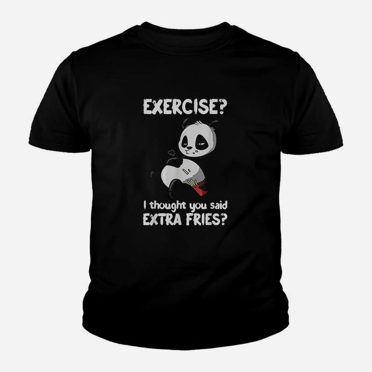 Funny Panda Exercise I Thought You Said Extra Fries Youth T-shirt