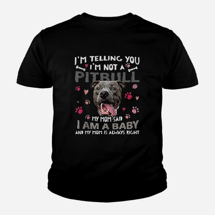 Funny Pitbull Baby Dog Mom Mother Pittie Dogs Lover Youth T-shirt