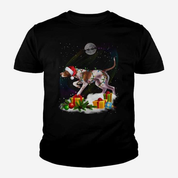 Funny Pointer Dog Christmas Lights Santa Hat Xmas Sweatshirt Youth T-shirt