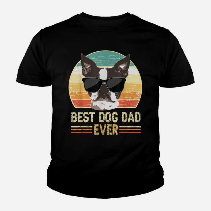 Funny Retro Best Dog Dad Ever Shirt, Dog With Sunglasses Youth T-shirt