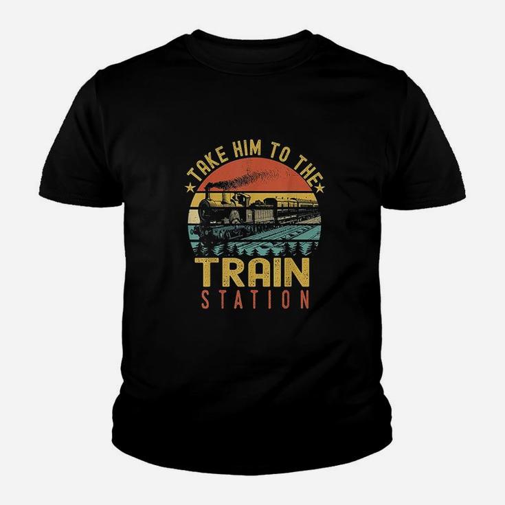 Funny Retro Vintage Style Take Him To The Train Station Youth T-shirt