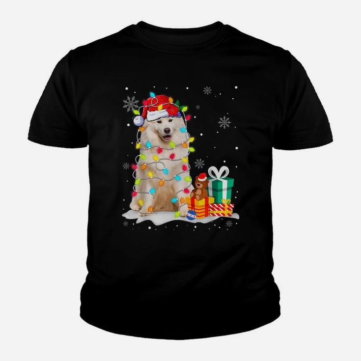 Funny Samoyed Christmas Light Dog Dad Dog Mom Youth T-shirt