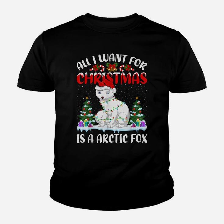 Funny Santa Hat All I Want For Christmas Is A Arctic Fox Youth T-shirt