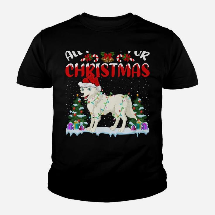 Funny Santa Hat All I Want For Christmas Is A Arctic-Wolf Youth T-shirt