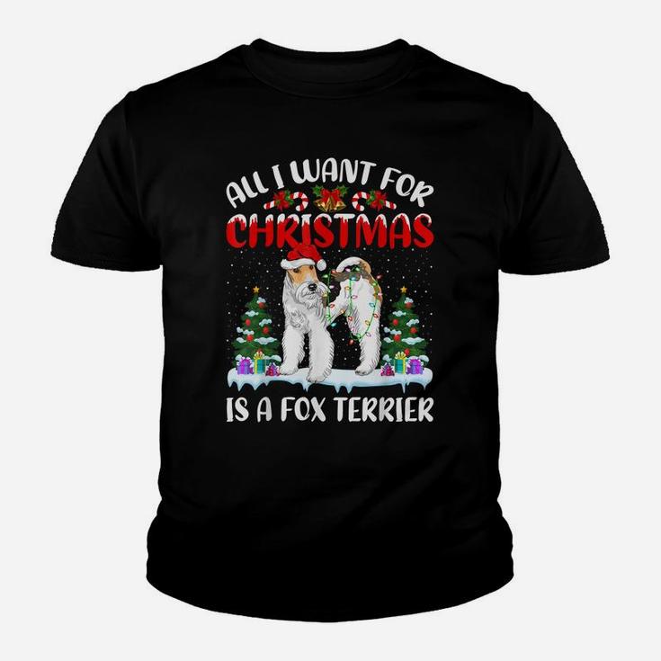Funny Santa Hat All I Want For Christmas Is A Fox Terrier Youth T-shirt