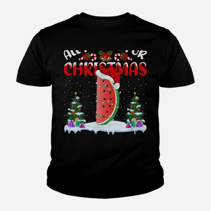 Funny Santa Hat All I Want For Christmas Is A Watermelon Youth T-shirt