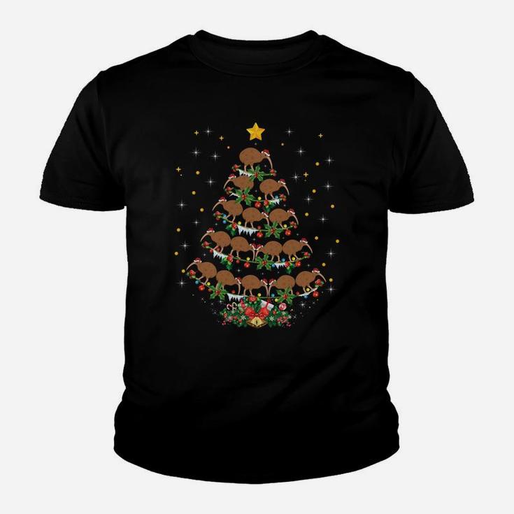 Funny Santa Kiwi Bird Lover Xmas Gift Kiwi Christmas Tree Youth T-shirt