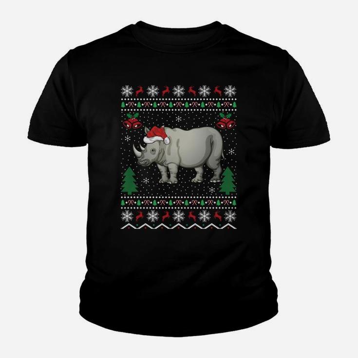 Funny Santa Rhinoceros Xmas Gift Ugly Rhino Christmas Youth T-shirt